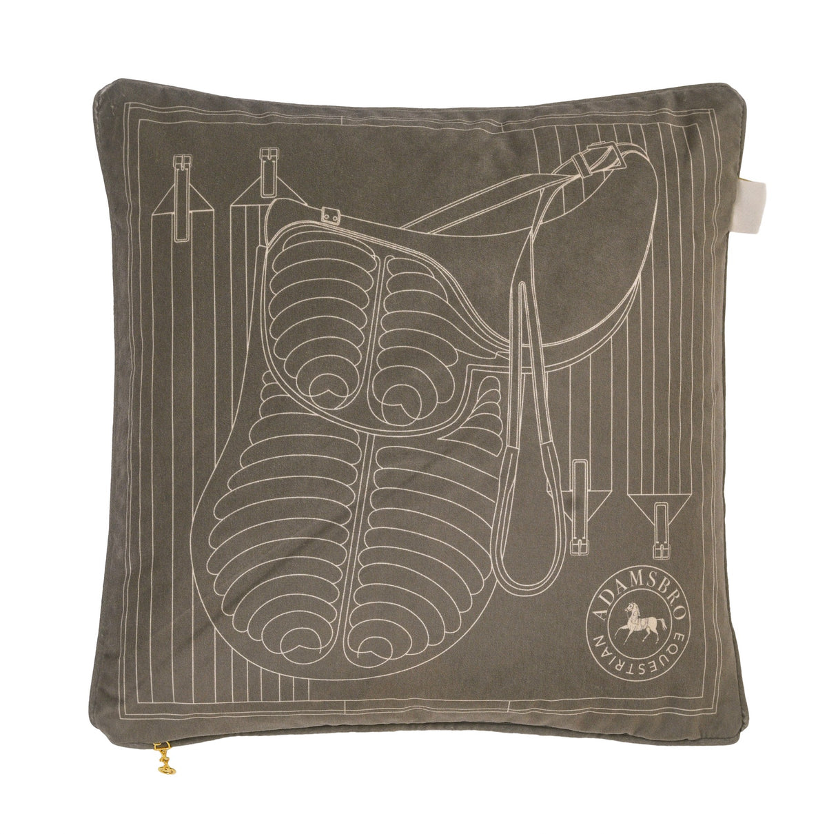 Saddle Olive velvet cushion reversible