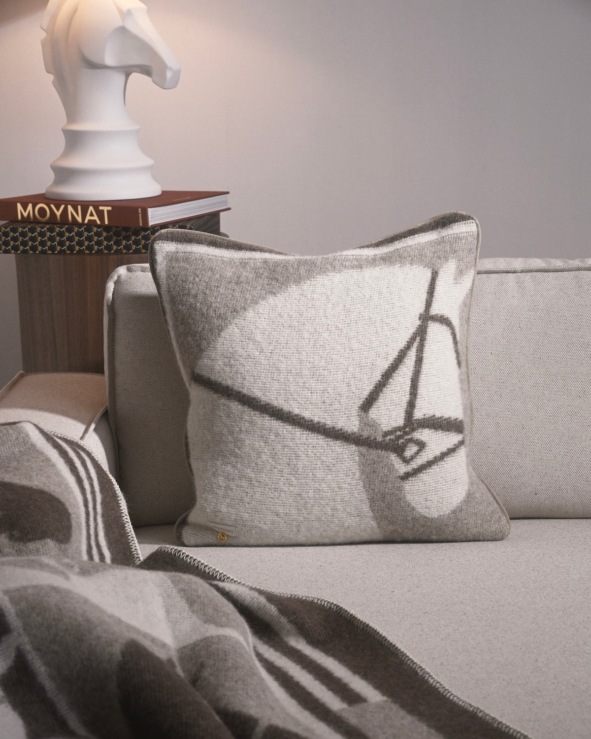 Multi Horses Cushion in 100% NZ Wool Beige melange