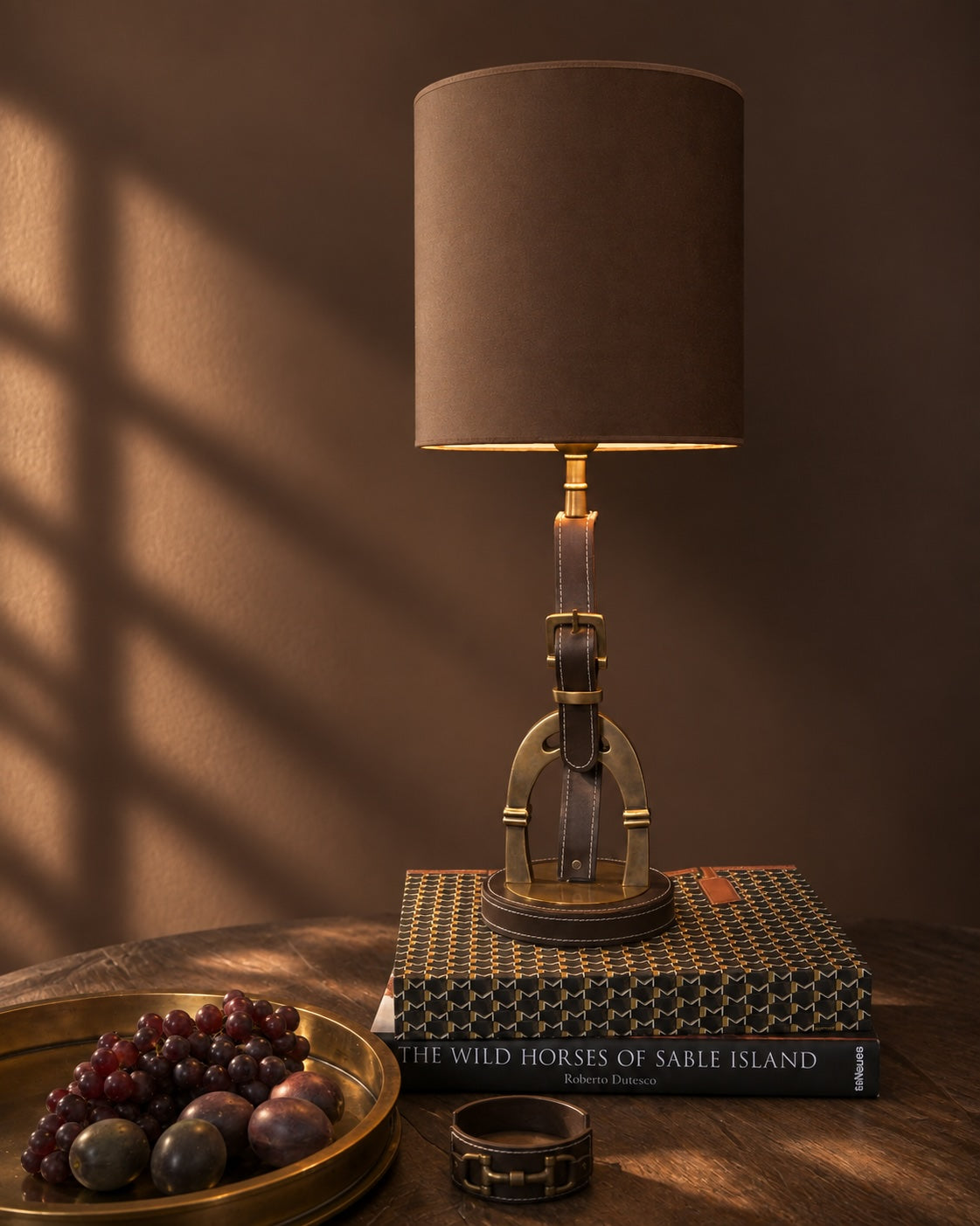 Vintage Brass Stirrup Table Lamp