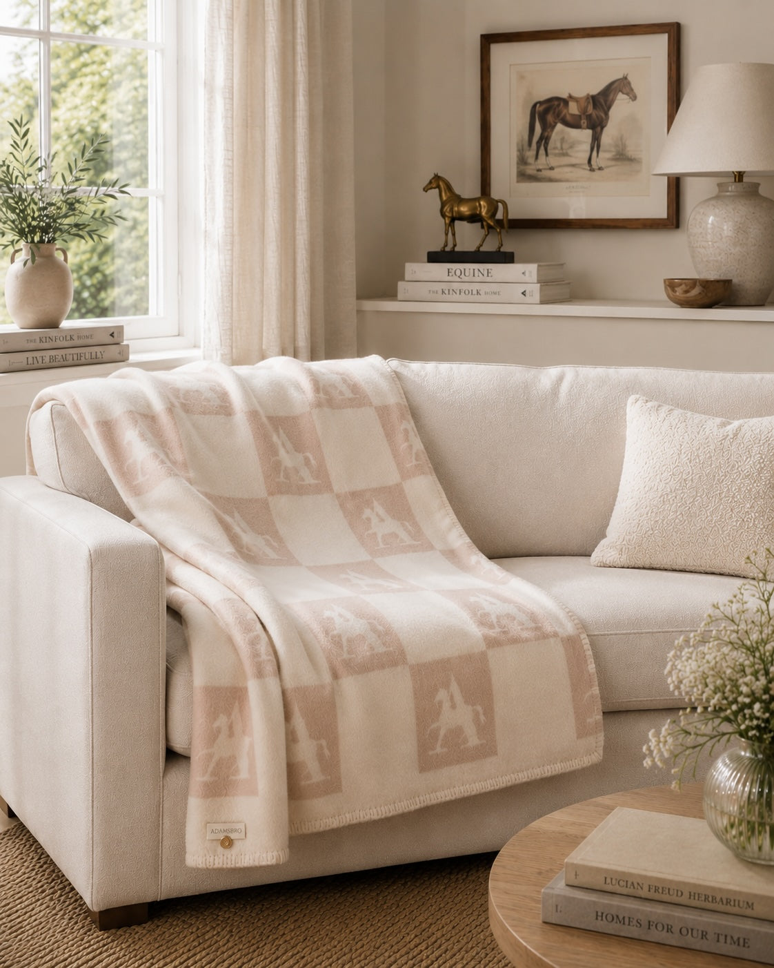 CHECK Throw – 100% New Zealand Lambswool linnen beige