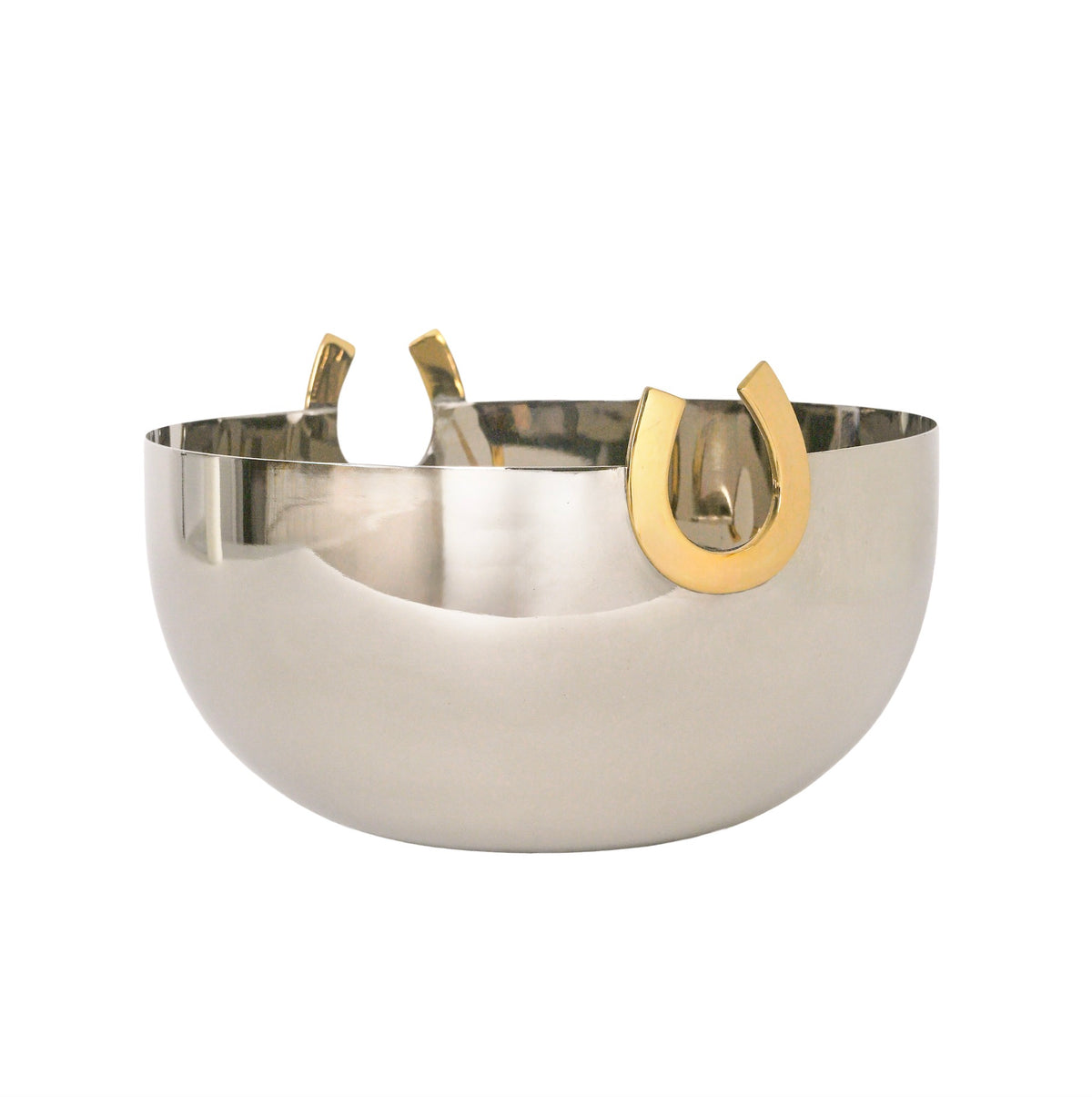 Horse Shoe Serving Bowl Silver with Golden Detail