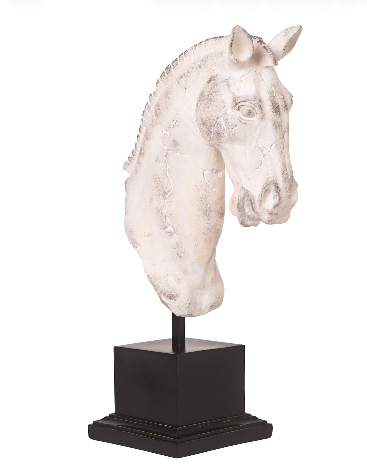 Horse Decor Glass stone finish Aged Ivory