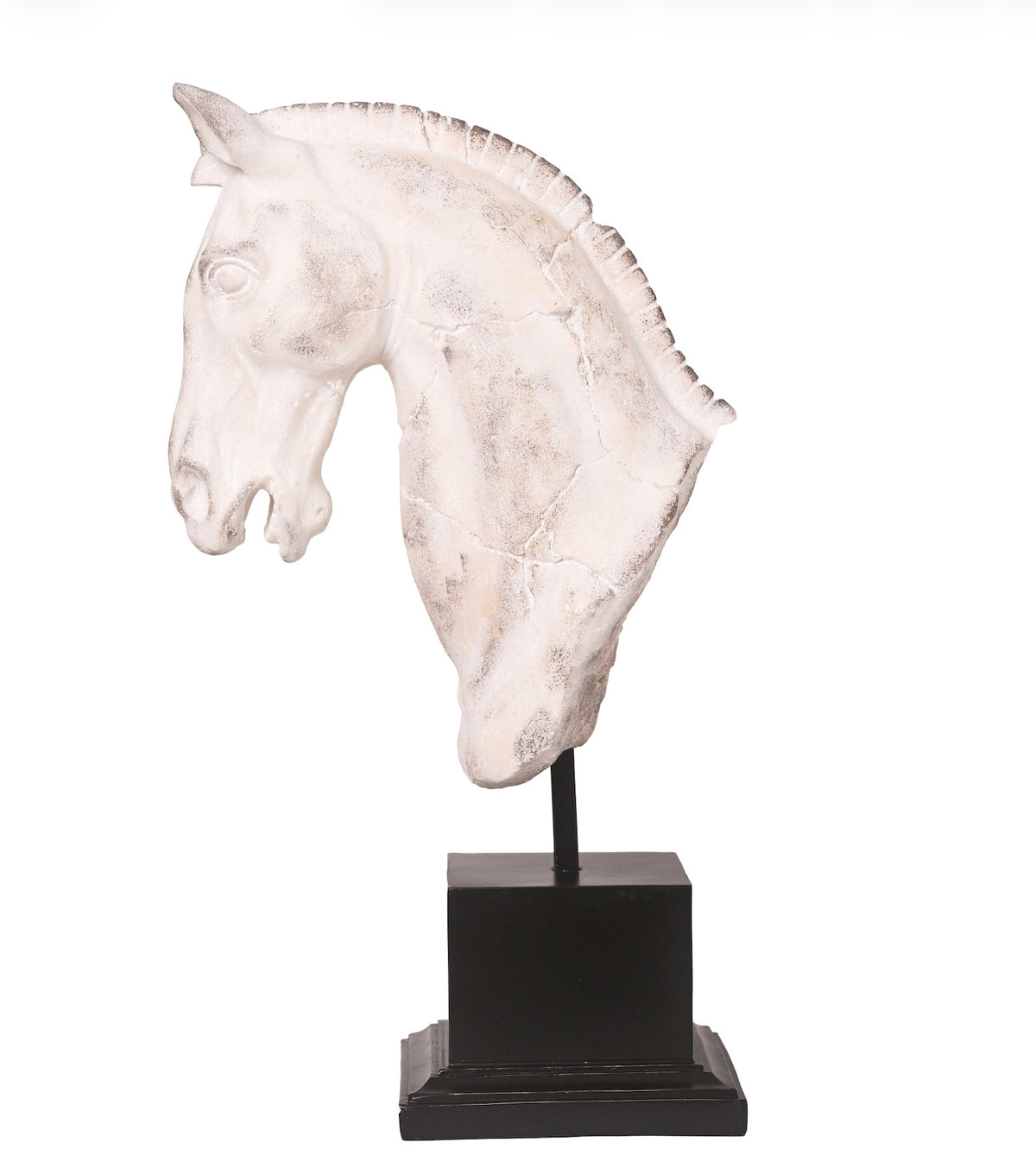 Horse Decor Glass stone finish Aged Ivory