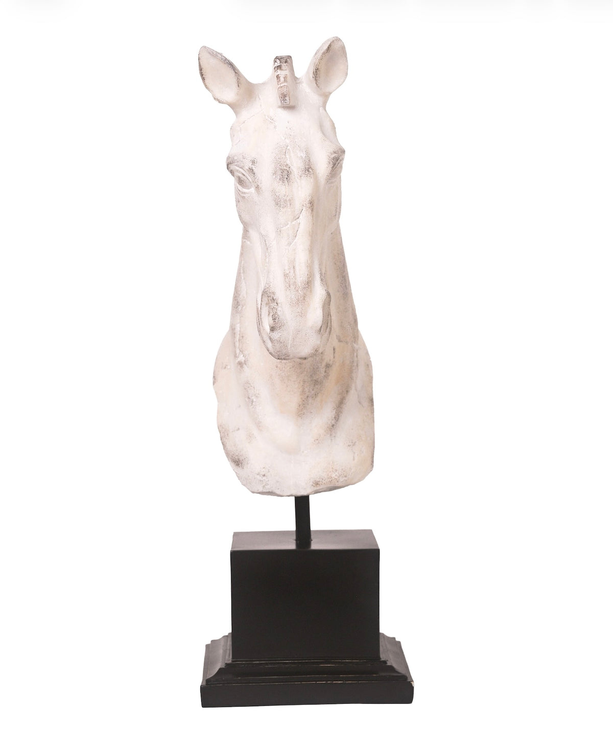 Horse Decor Glass stone finish Aged Ivory