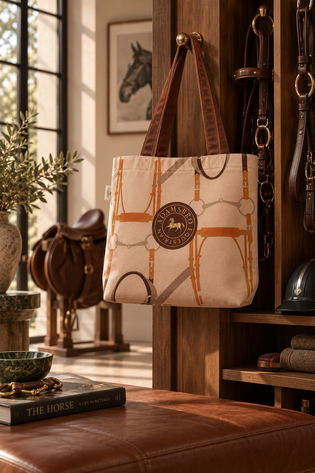 Soft Velvet Shopping Bag – Nougat Bridle Design