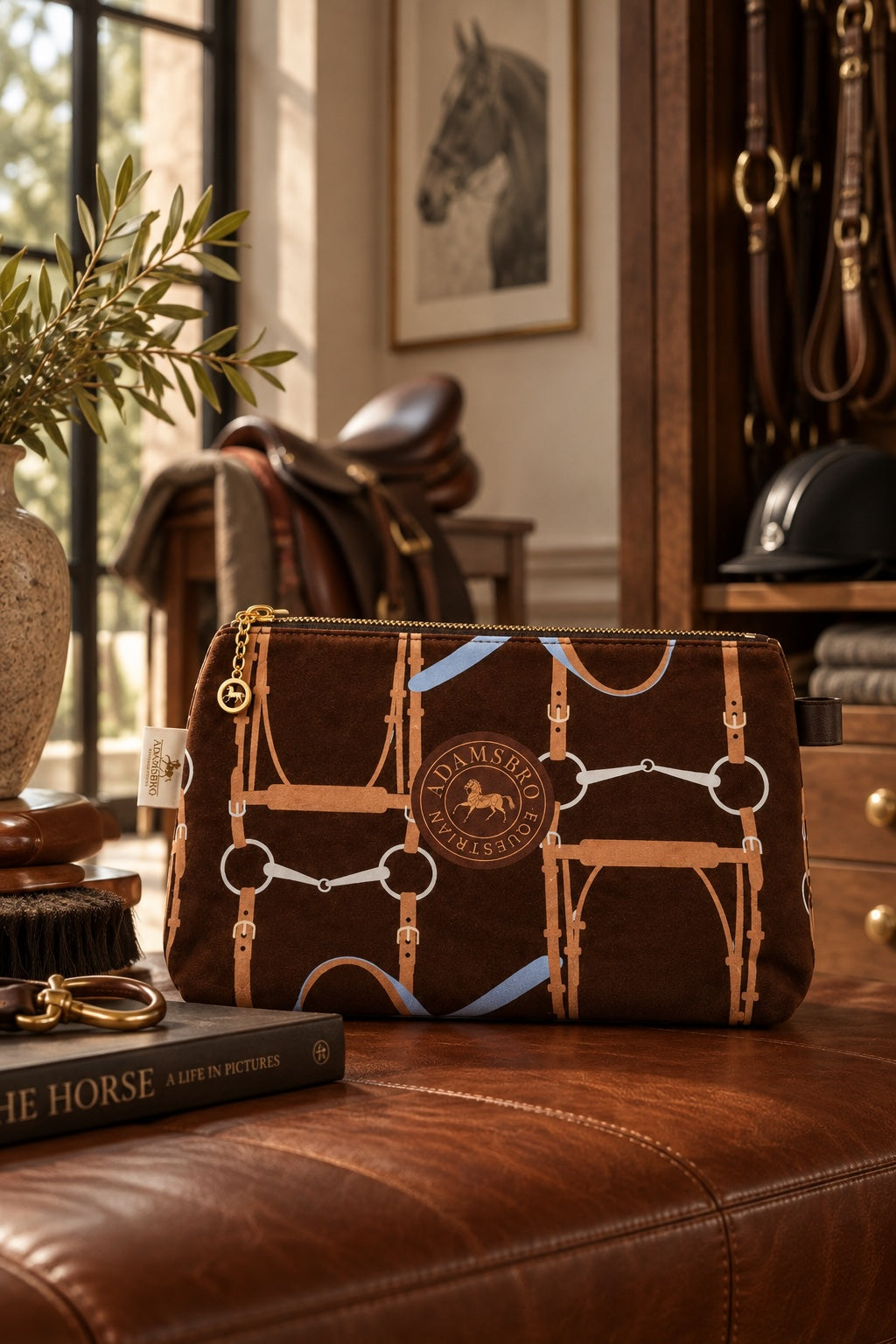 Soft Velvet Toiletry Bag – Brown