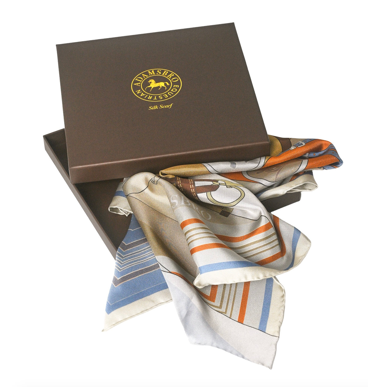 Mulberry Silk Scarf Frame Horse Blue