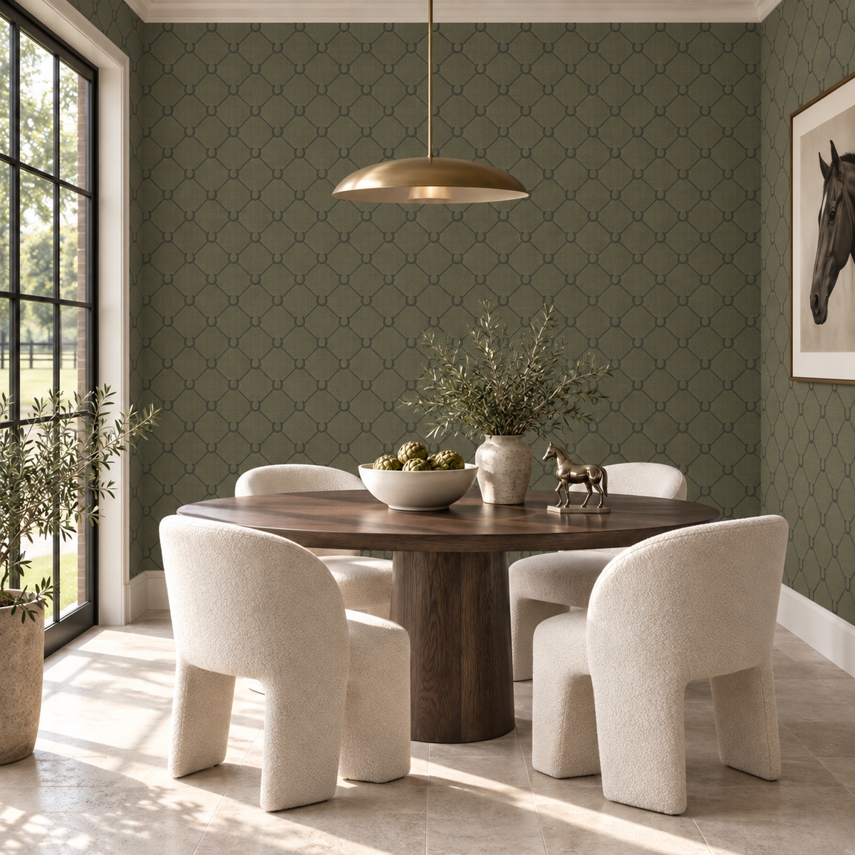 17-09-022-60 WALLPAPER NEW HORSESHOE OLIVE