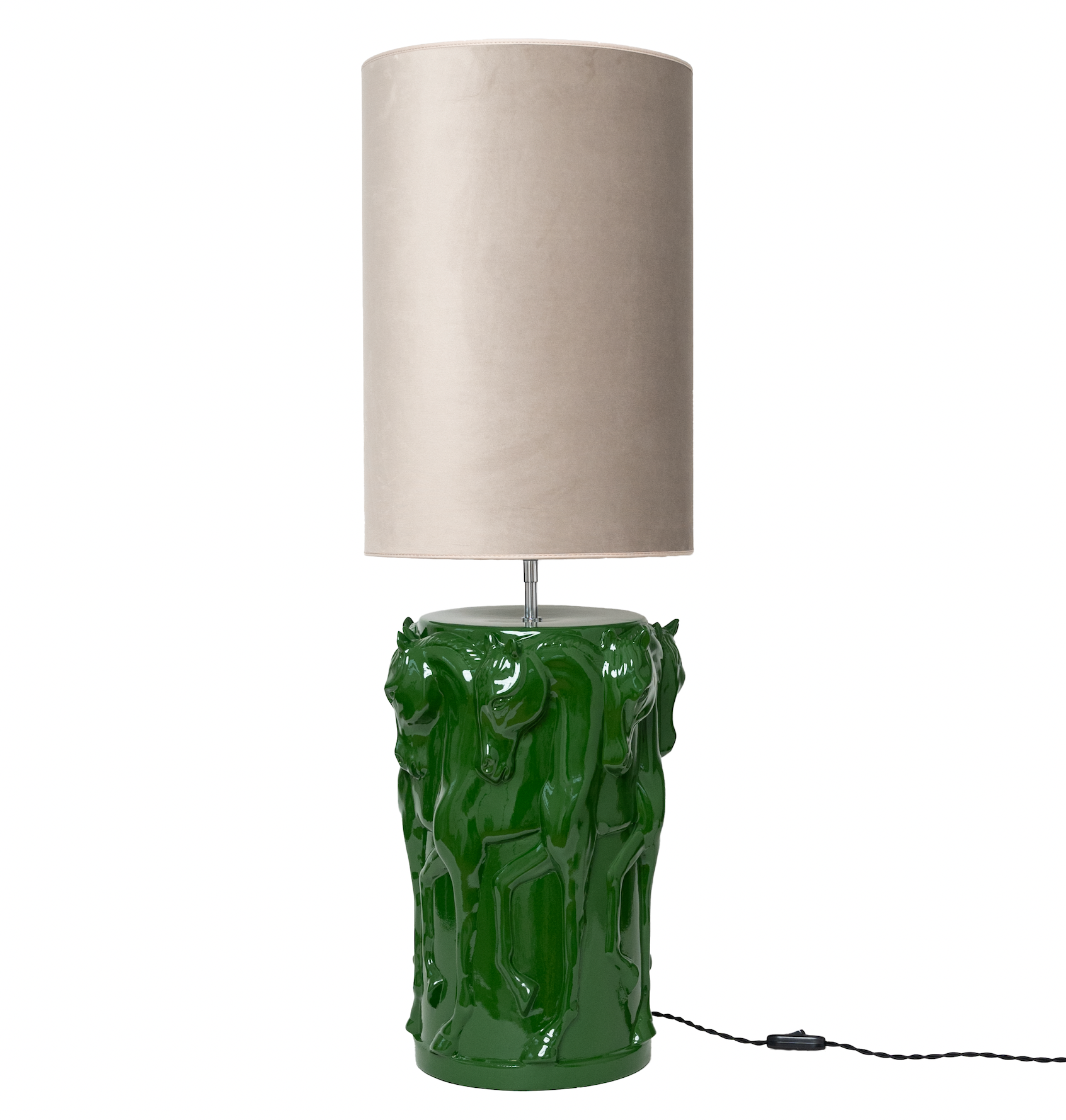 Lamp Stand Dancing Horses GLAZED GREEN Adamsbro International