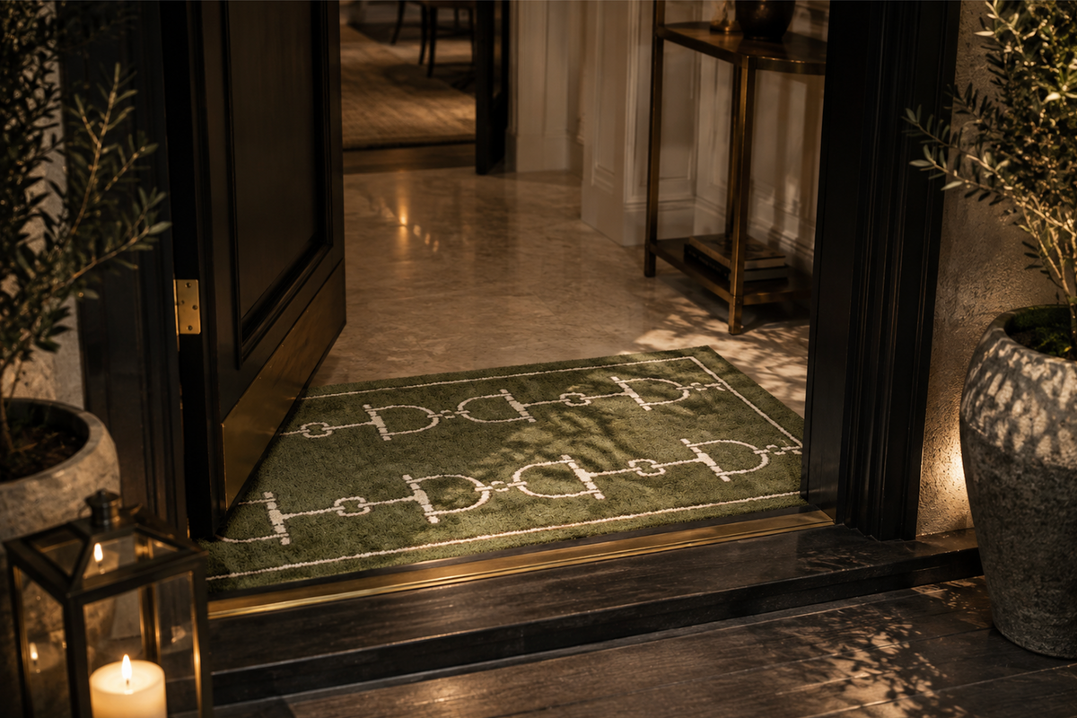 Classic Bit Door Rug Moss Green – 100% Wool