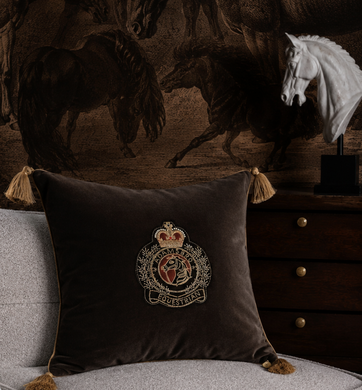 Brown Luxury velvet badge with tassel