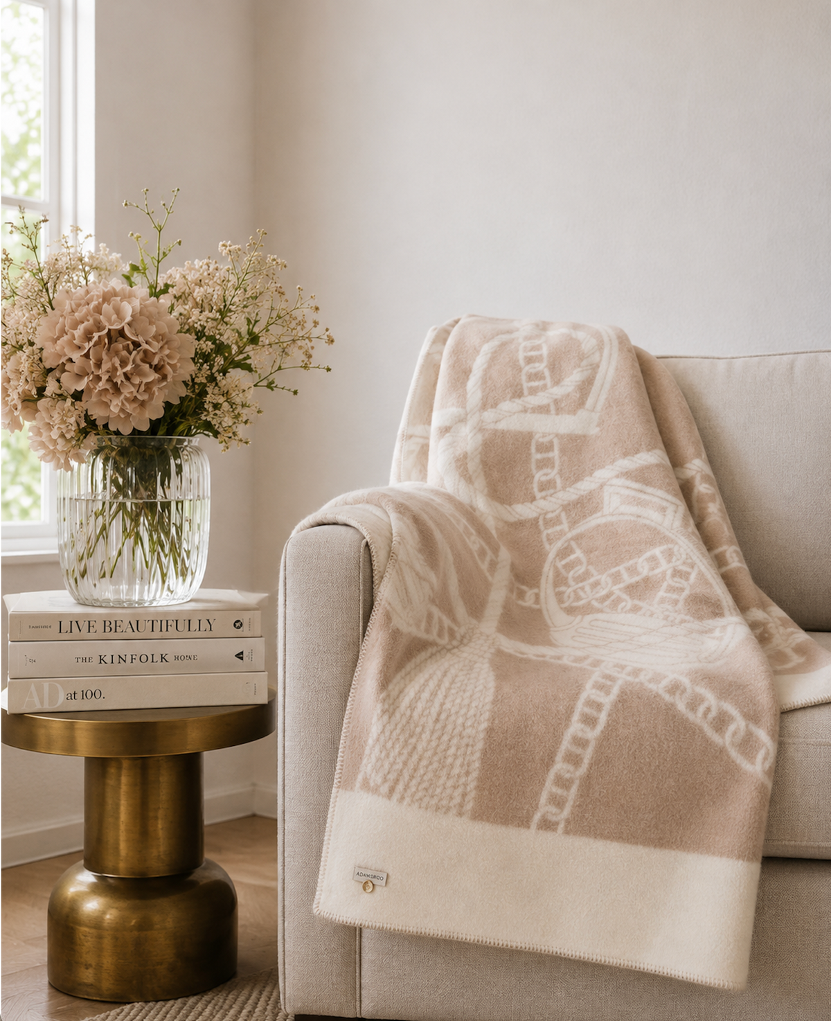 Chain Throw – 100% New Zealand Lambswool linnen beige