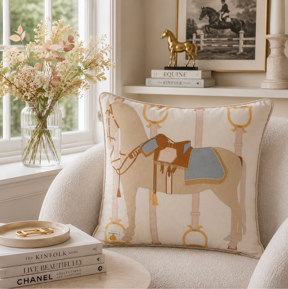 Heritage Horse velvet cushion