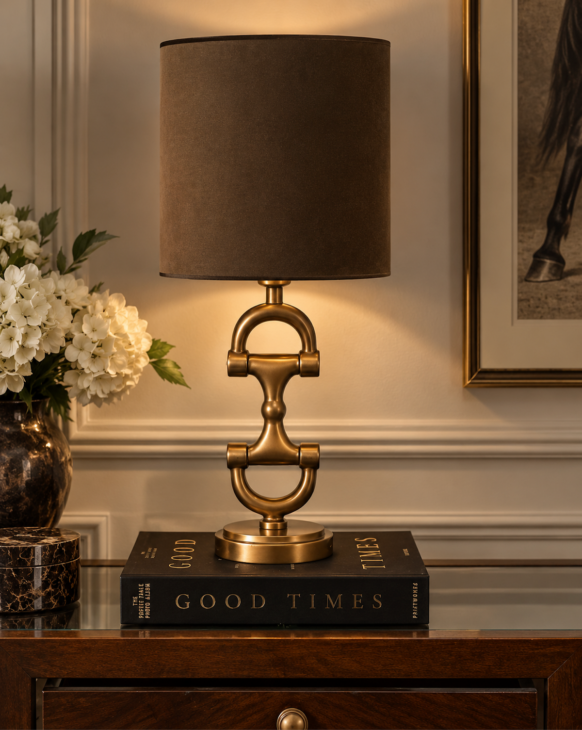 BIT Lamp stand Brass including Brown Shade.