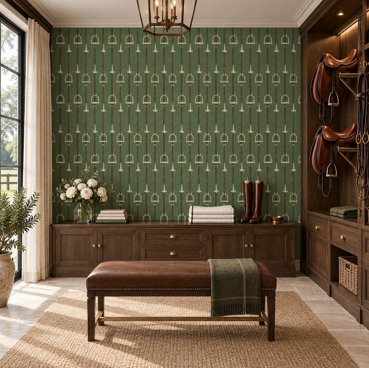 17-09-035-60 Wallpaper Stirrup Stripe Green