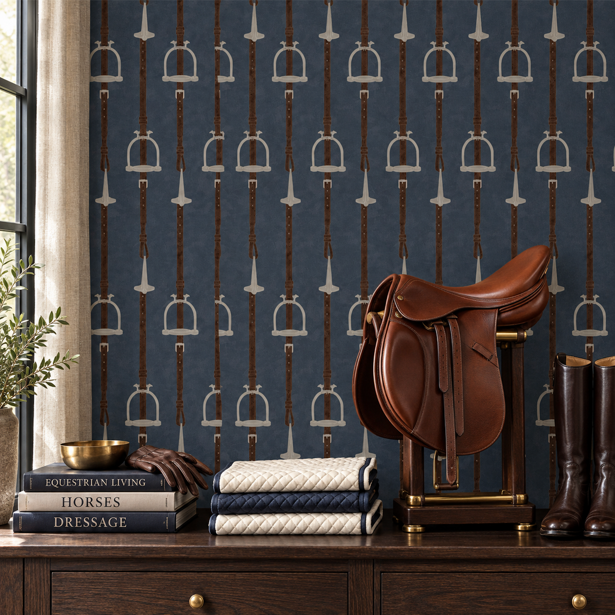 17-09-035-70 Wallpaper Stirrup Stripe Navy