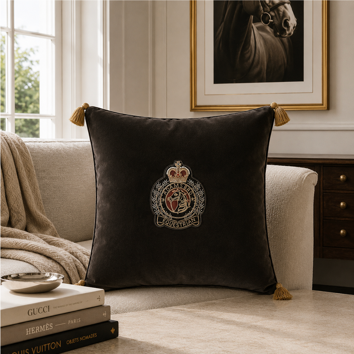 Brown Luxury velvet badge with tassel