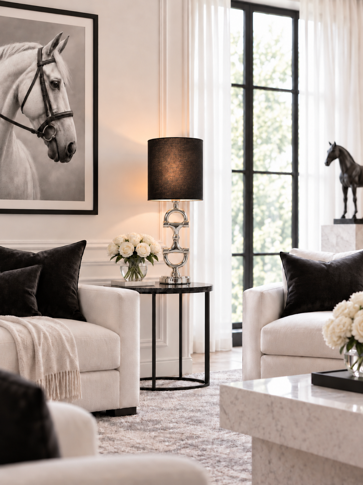 BIT Lamp stand Silver including Black Linnen Shade.