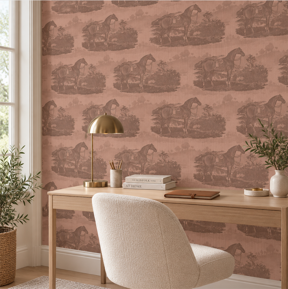 17-09-023-05 Wallpaper Horse Toile Red Mocca