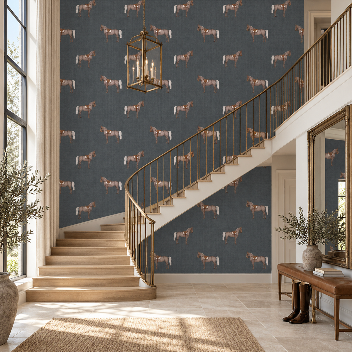 17-09-007-50 Wallpaper Petit Horse Dark Gray