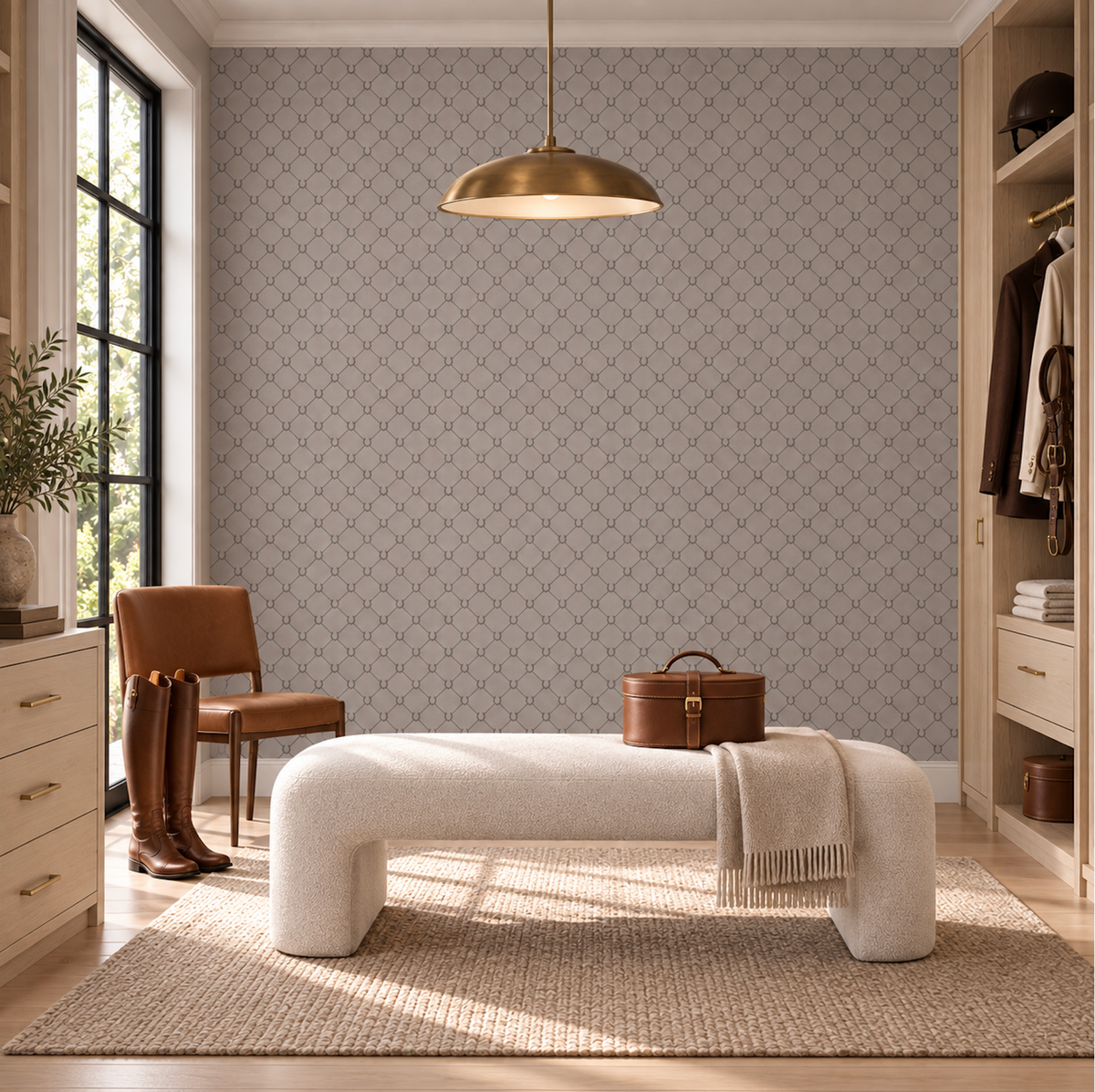 17-09-022-30 WALLPAPER NEW HORSE SHOE TAUPE