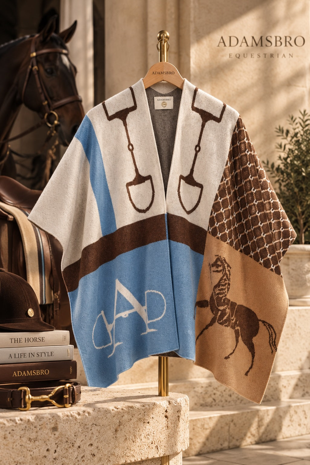 Poncho Classic 100% Cashmere Blue