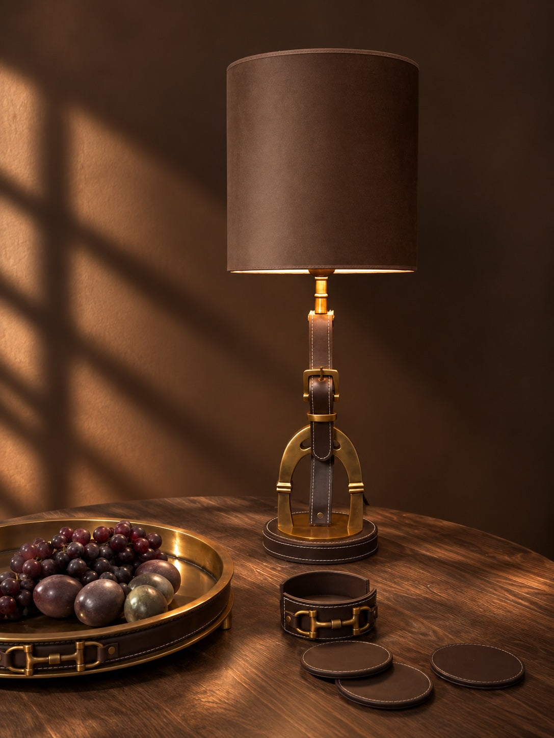 Vintage Brass Stirrup Table Lamp