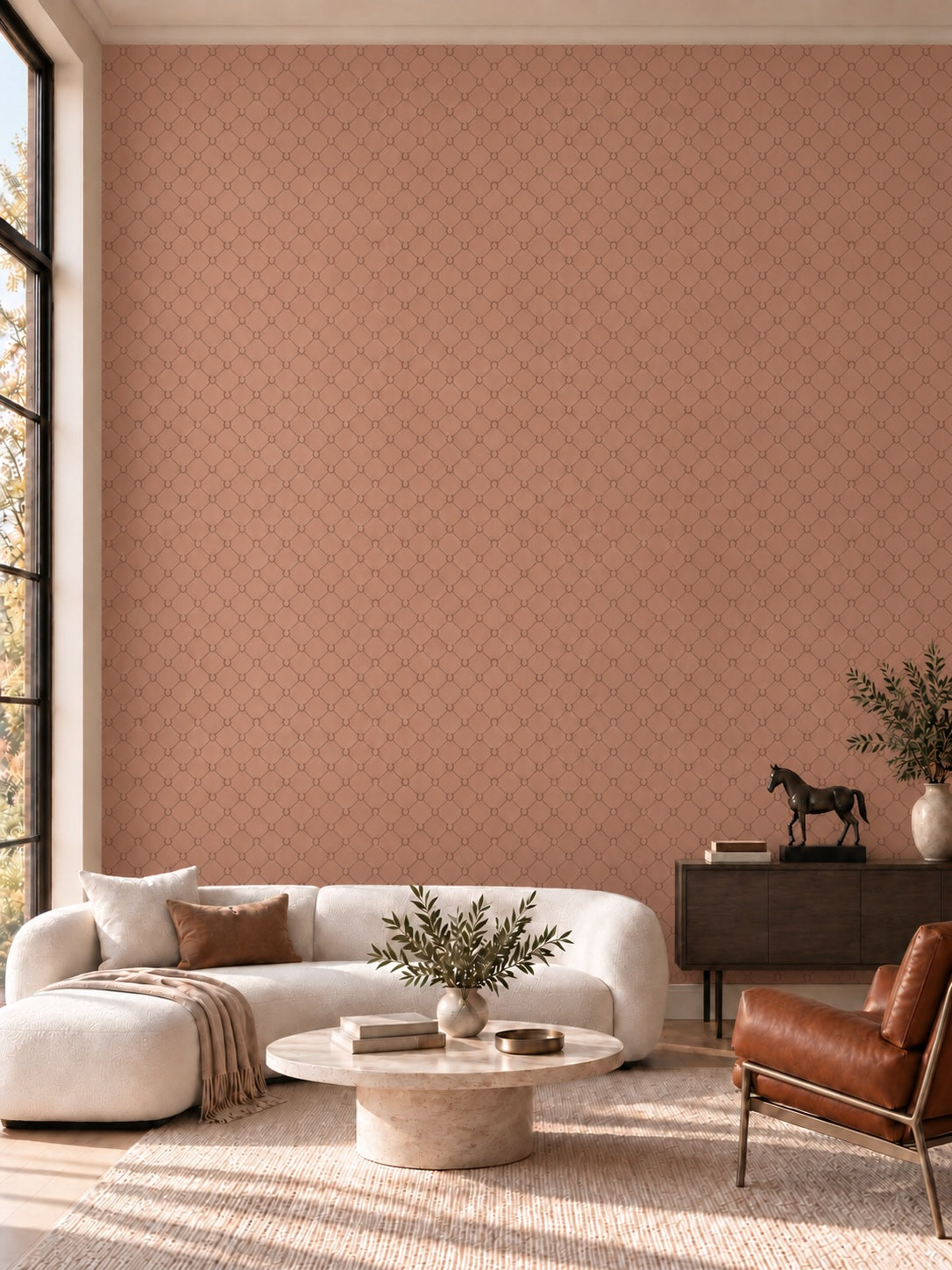 17-09-022-05 WALLPAPER NEW HORSE SHOE RED MOCCA