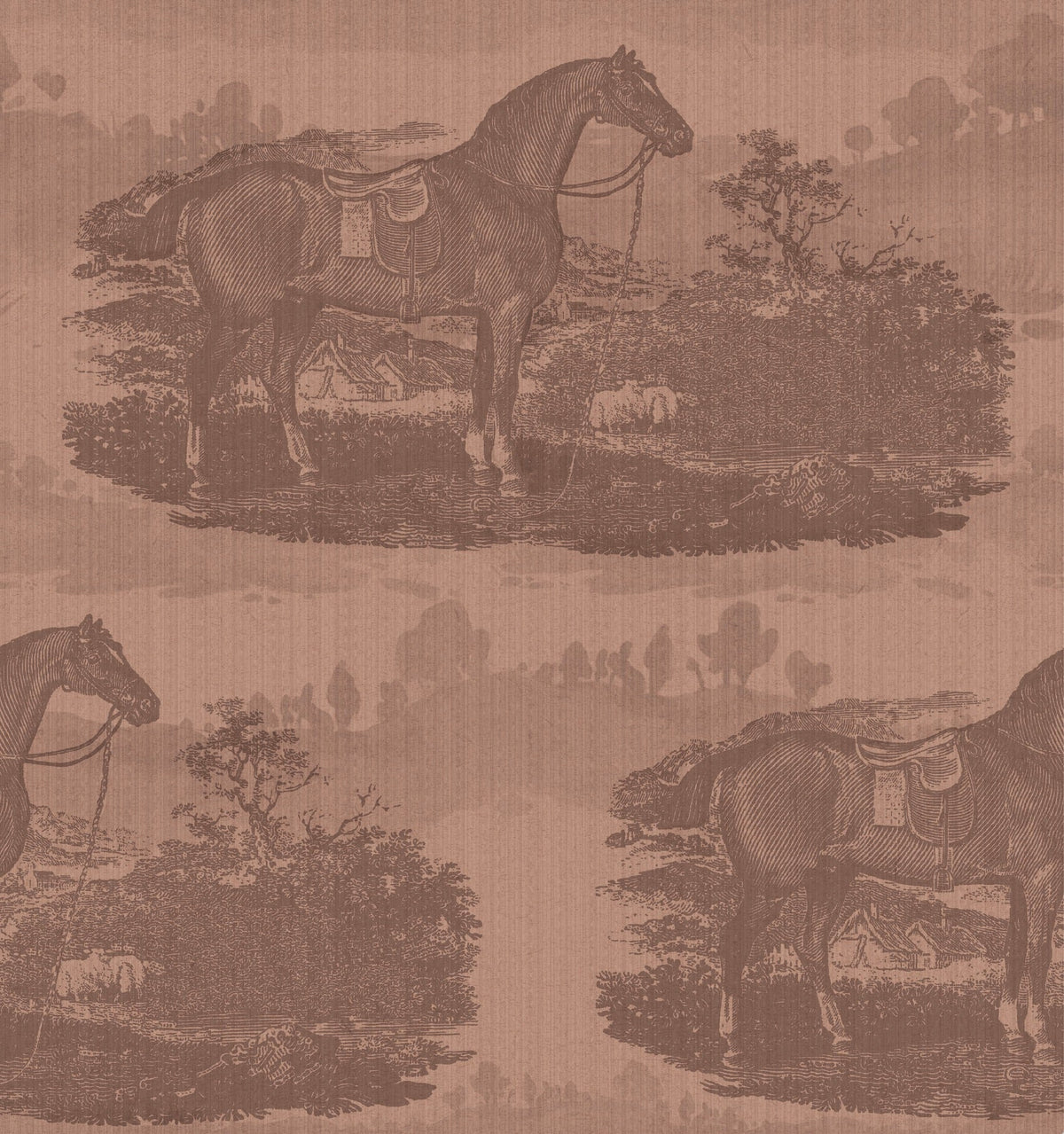 17-09-023-05/P wallpaper sample Horse Toile Red Mocca