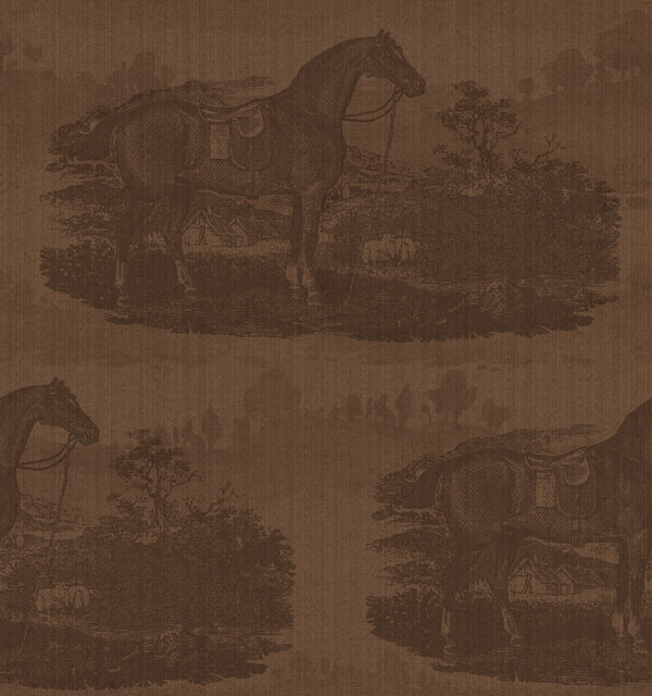 17-09-023-45 Wallpaper Horse Toile Dark Brown