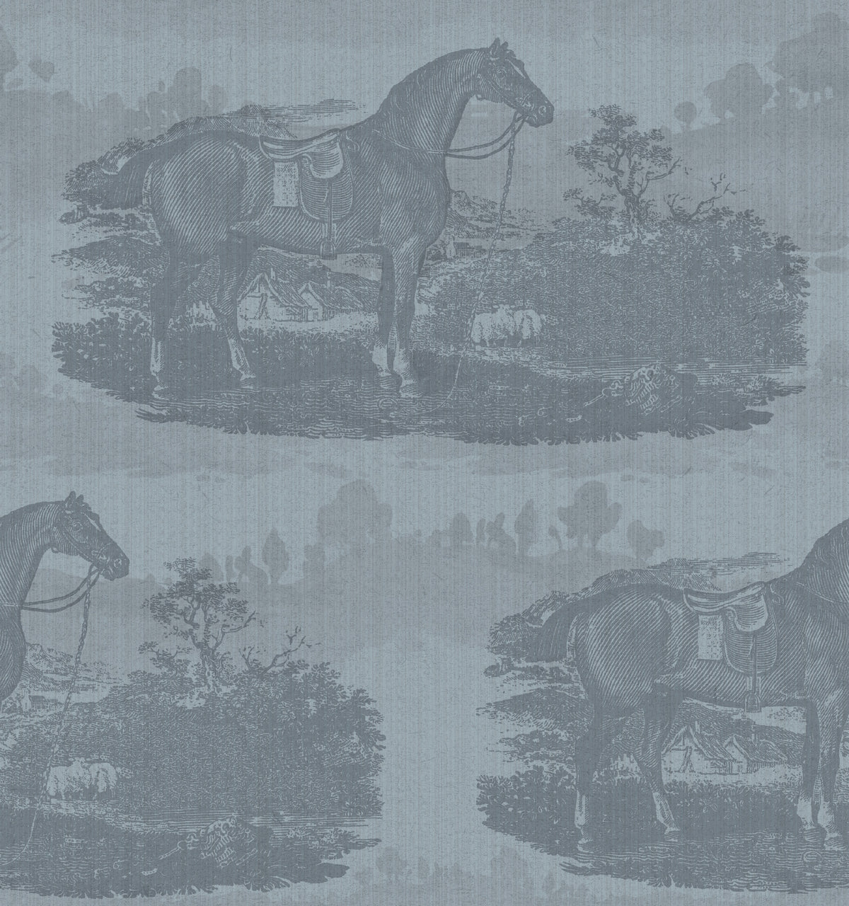 17-09-023-75 Wallpaper Horse Toile Light Blue