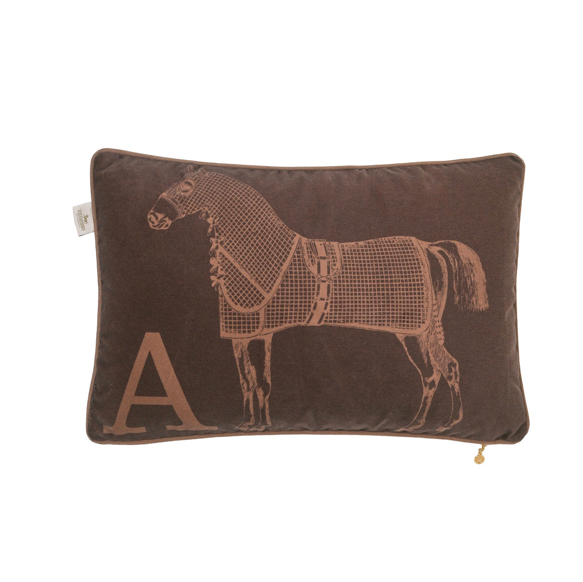 Classic Horse velvet cushion Brown