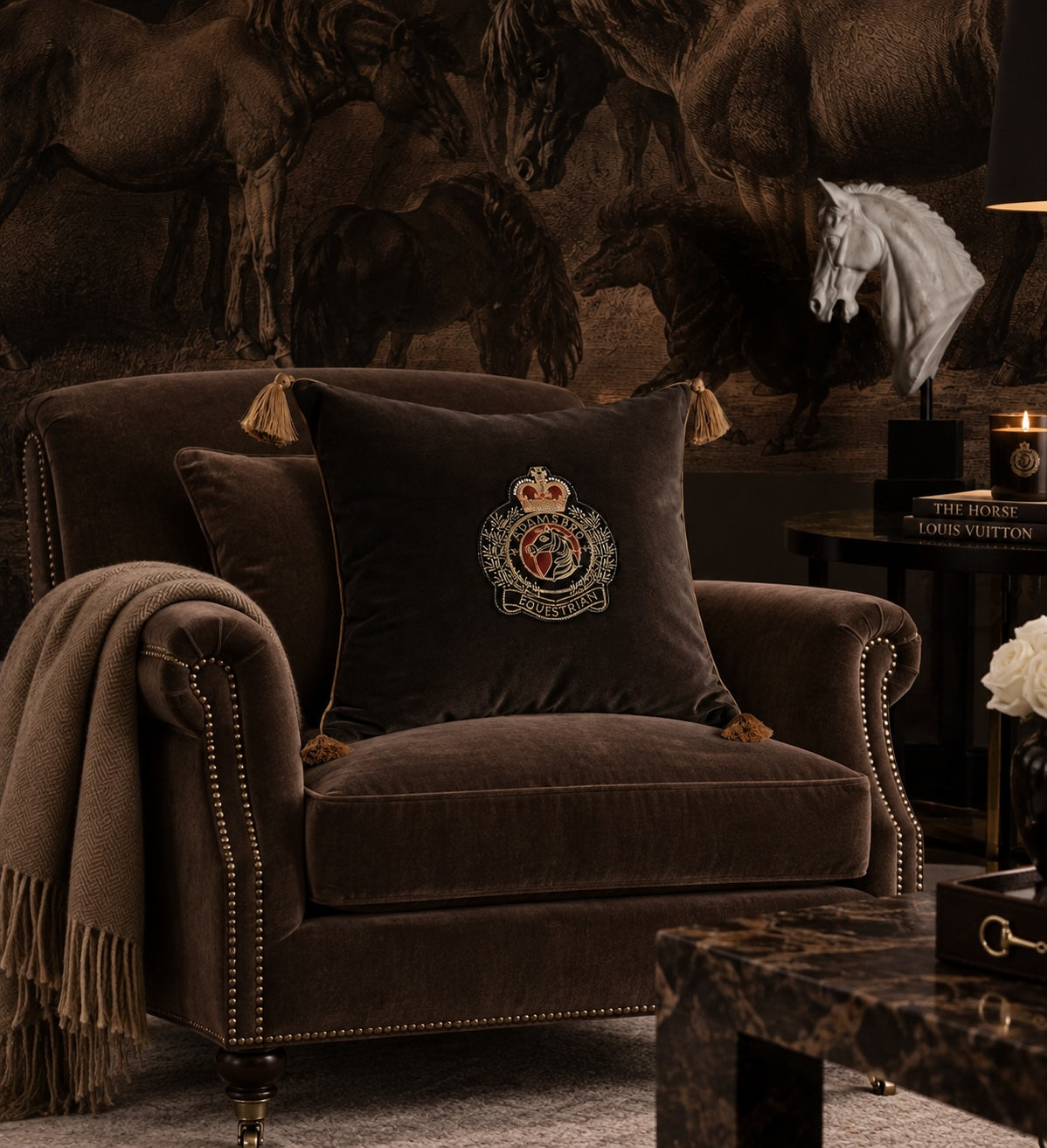 Brown Luxury velvet badge  with tassel