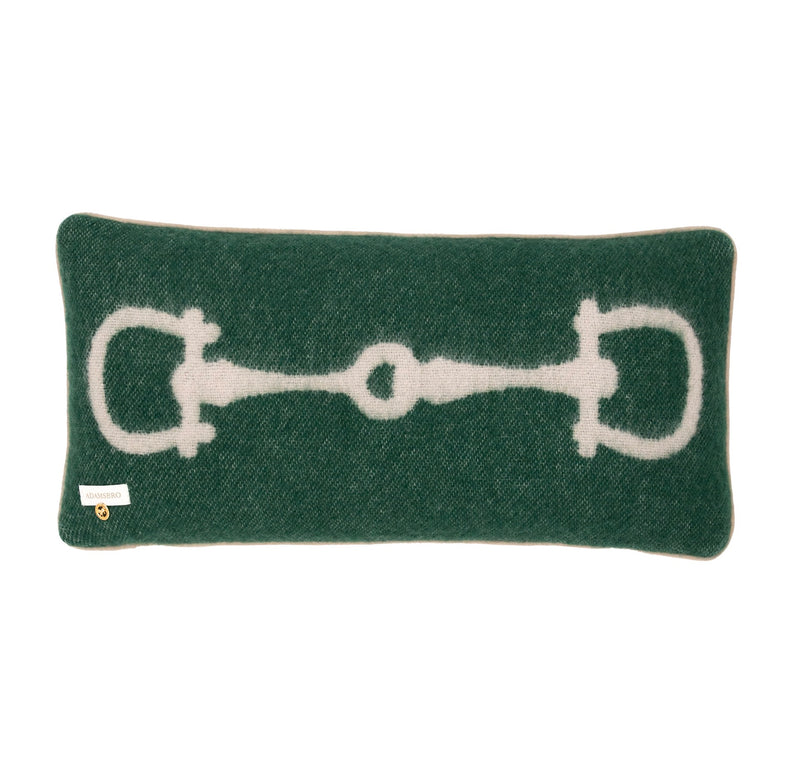FOREST GREEN  RETRO CUSHION NZ WOOL 55X25 CM.