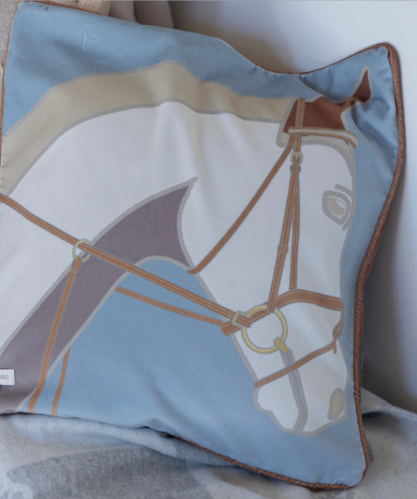 Cheval velvet cushion light blue