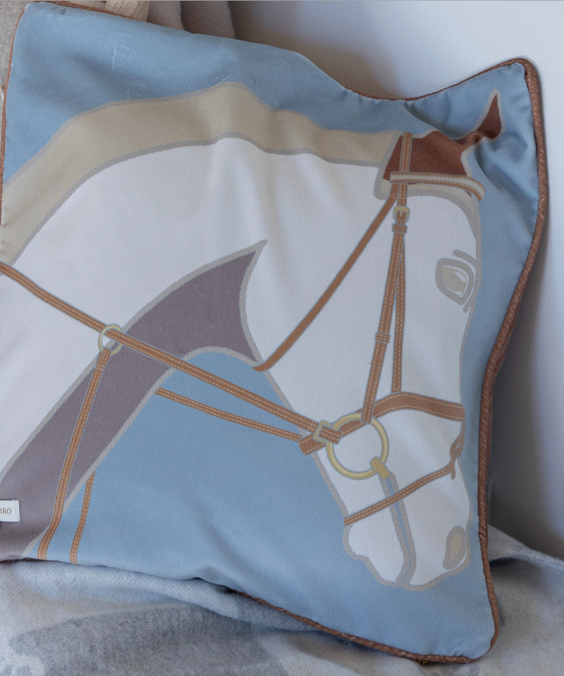 Cheval velvet cushion light blue