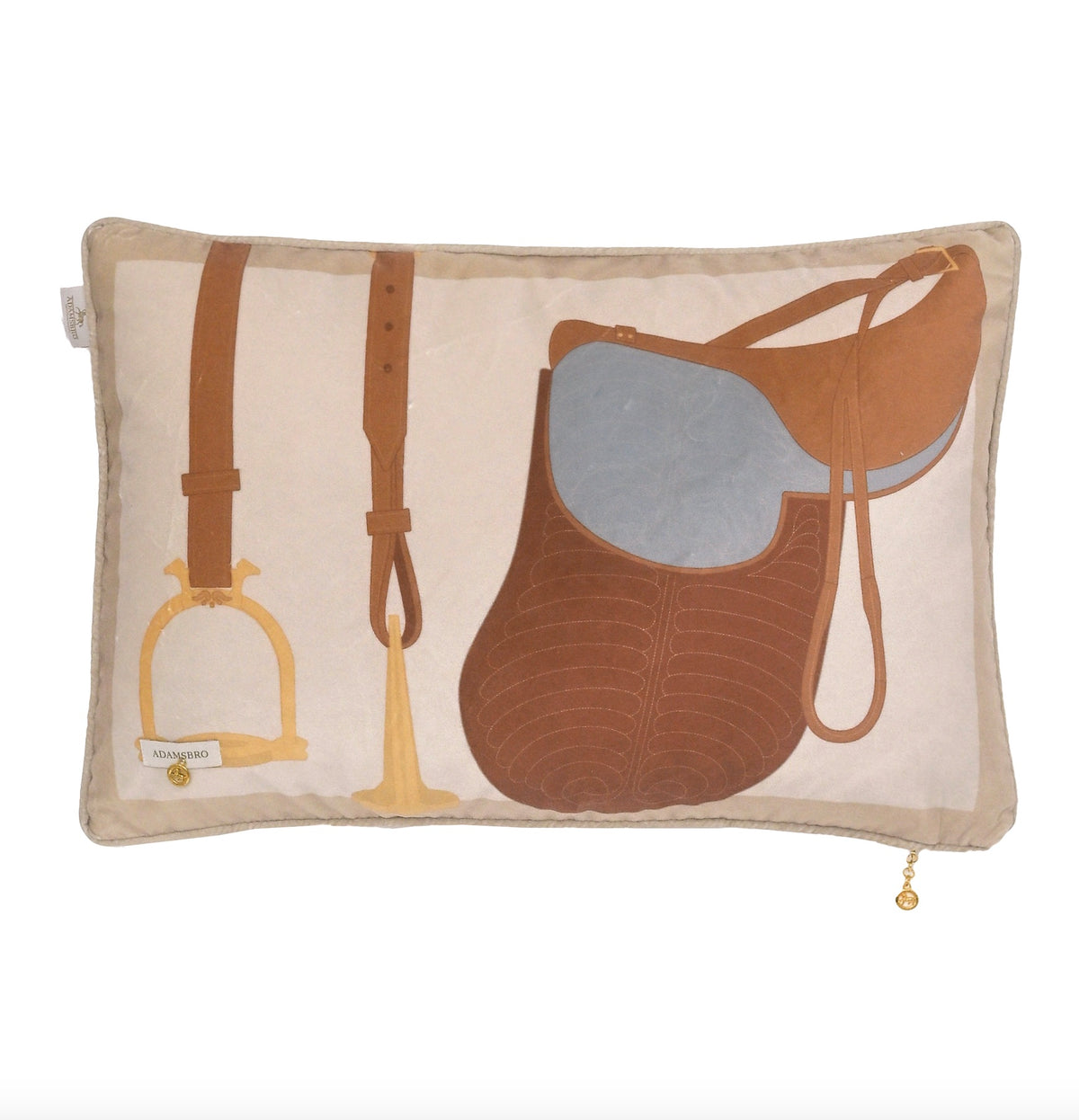 Heritage Saddle velvet cushion browns 60 x 40 cm