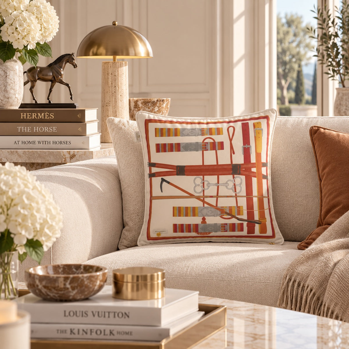 Reins velvet cushion Rust reversible