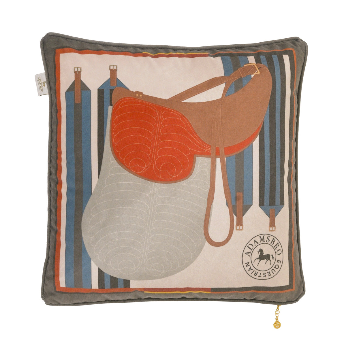 Saddle Olive velvet cushion  reversible