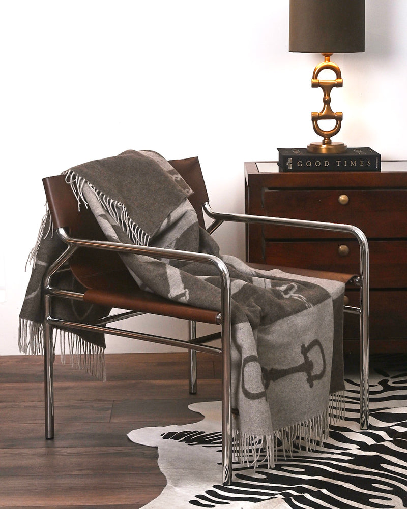 Wool Cashmere Throw Mud & Beige