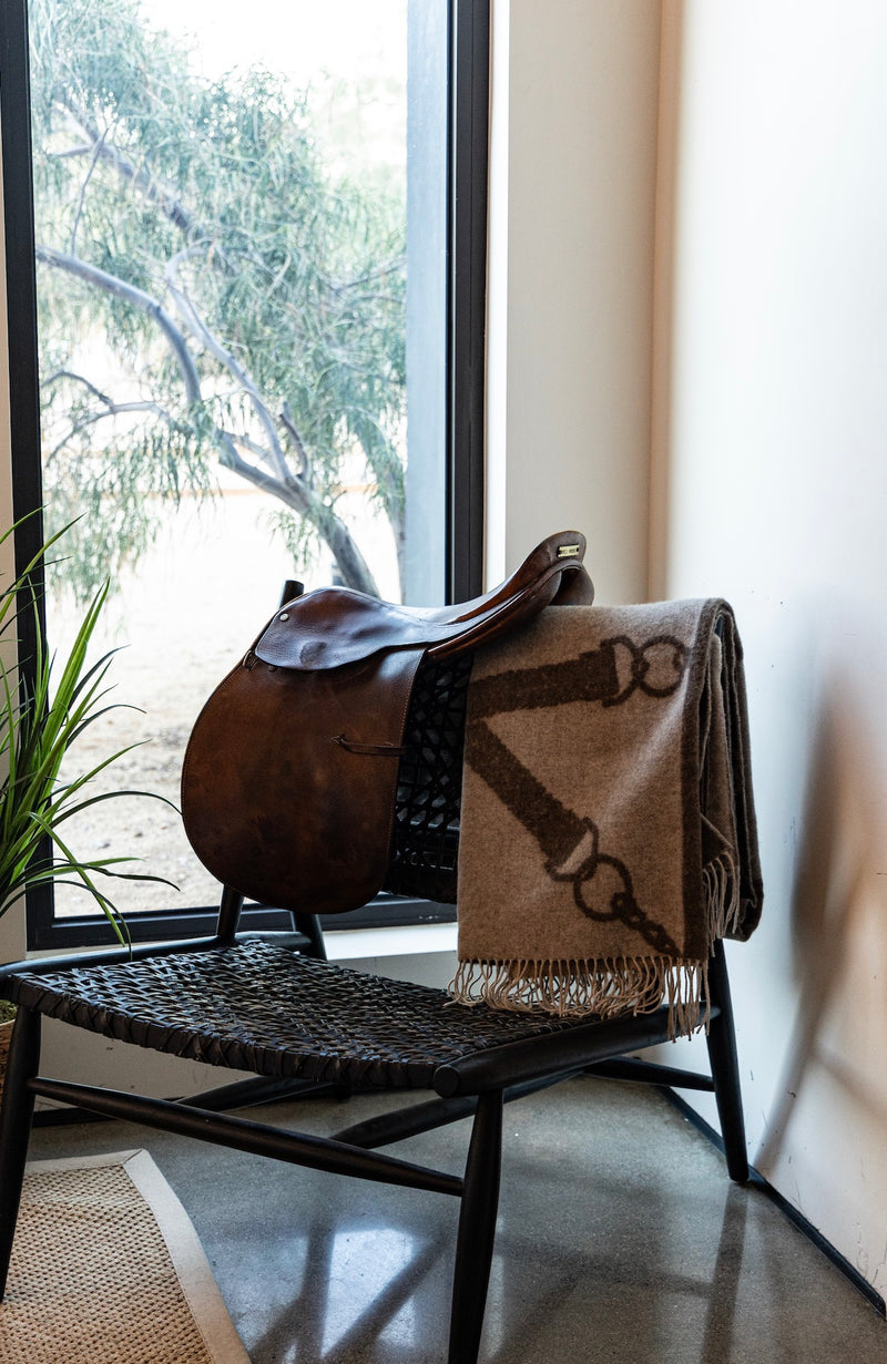 Wool Cashmere Throw Mud & Beige