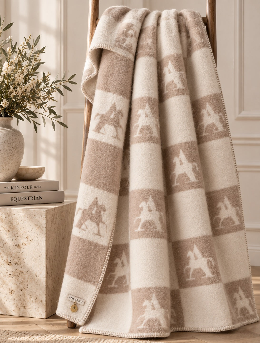 CHECK Throw – 100% New Zealand Lambswool linnen beige