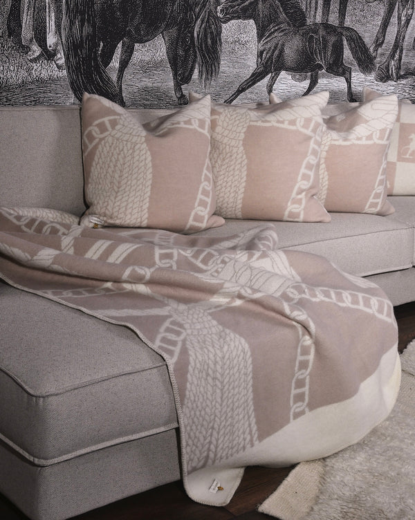 Chain Throw – 100% New Zealand Lambswool linnen beige