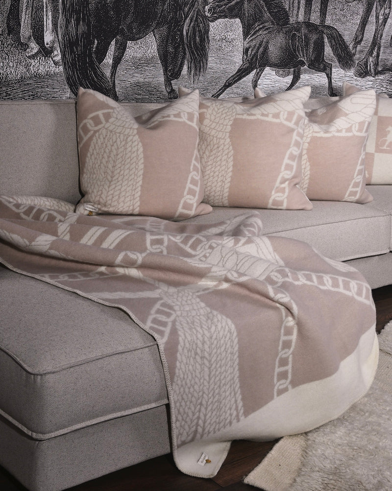 Chain Throw – 100% New Zealand Lambswool linnen beige