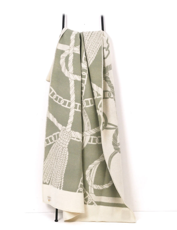 Chain Throw – 100% New Zealand Lambswool celadon green