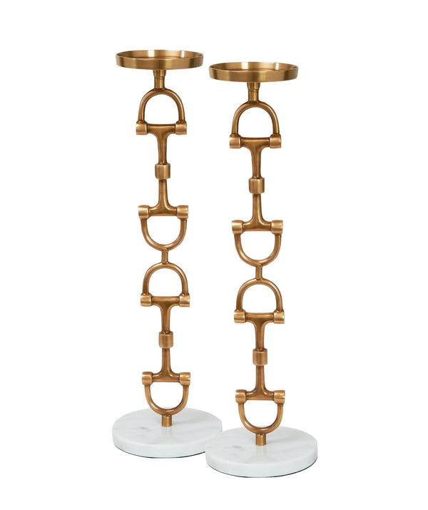 Tall Snaffle Bit Candle Holder set Brass