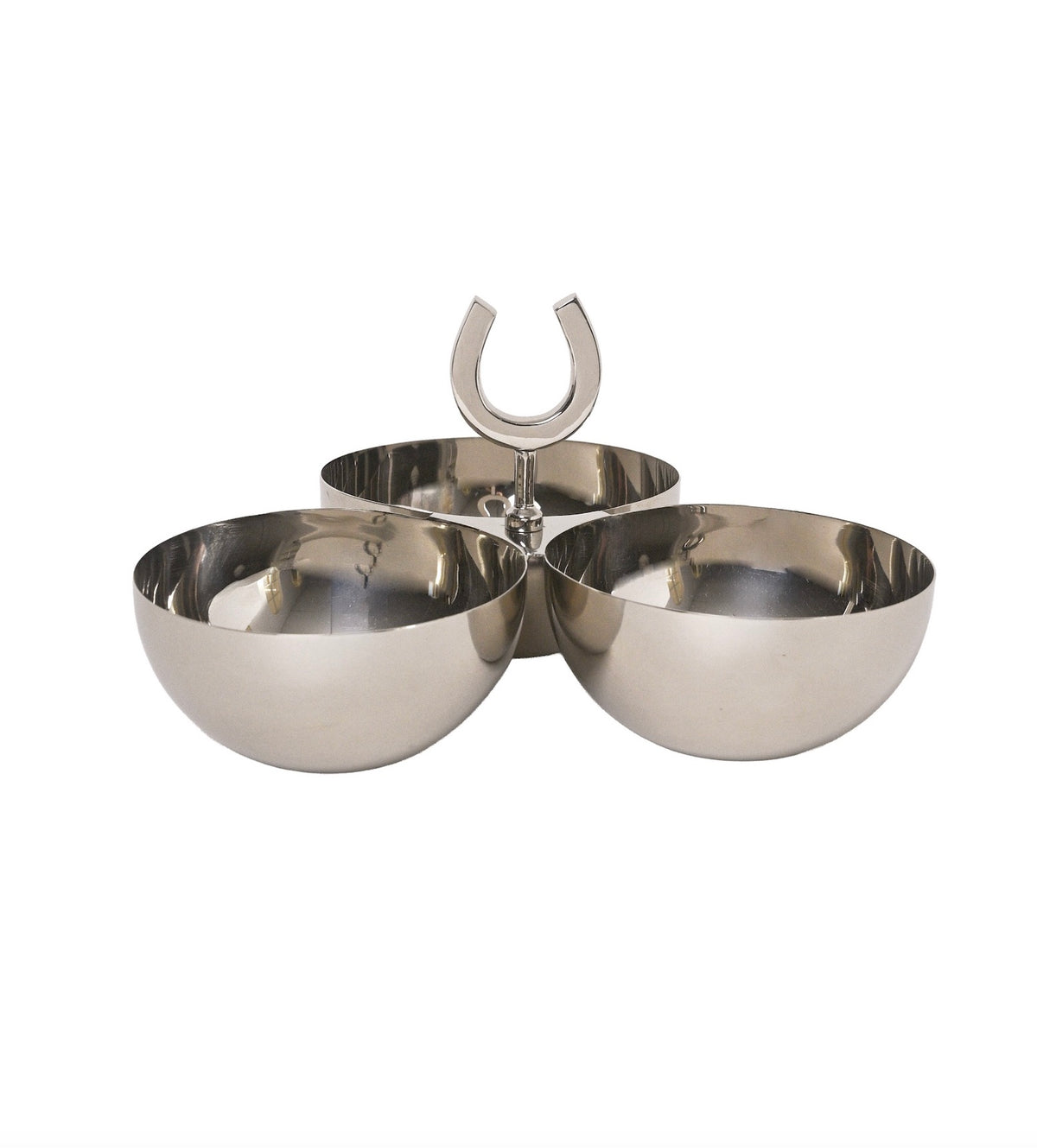 Triple Nut Bowl Silver with Horseshoe