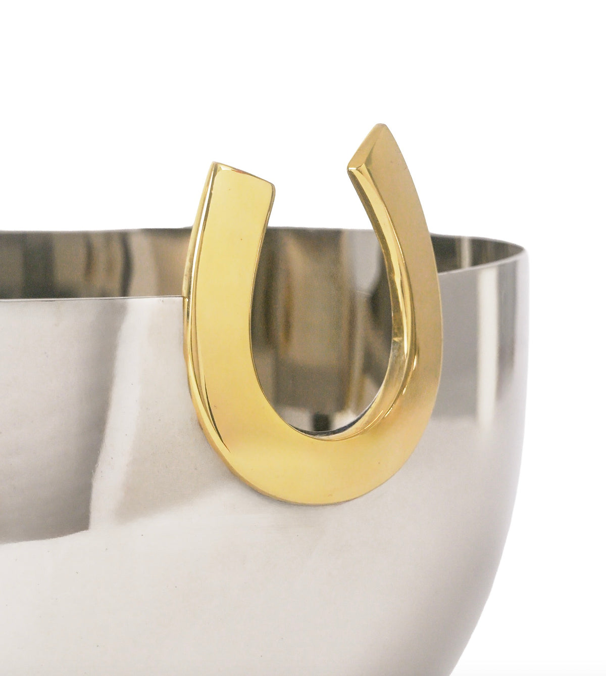 Horse Shoe Serving Bowl Silver with Golden Detail