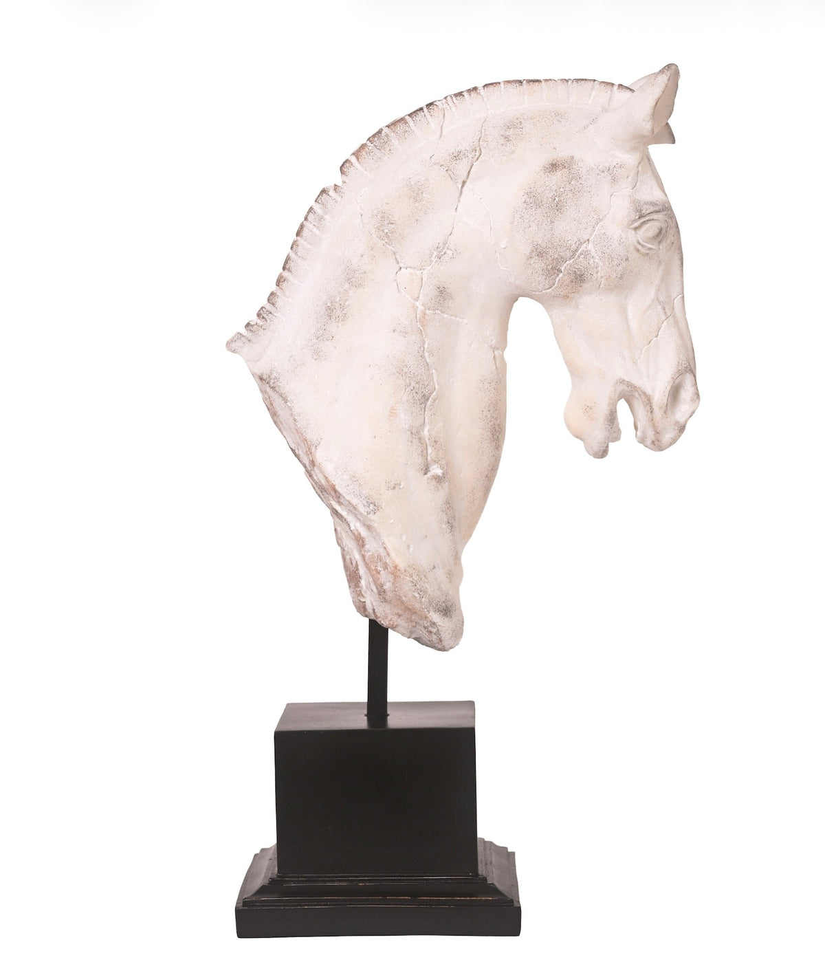 Horse Decor Glass stone finish Aged Ivory