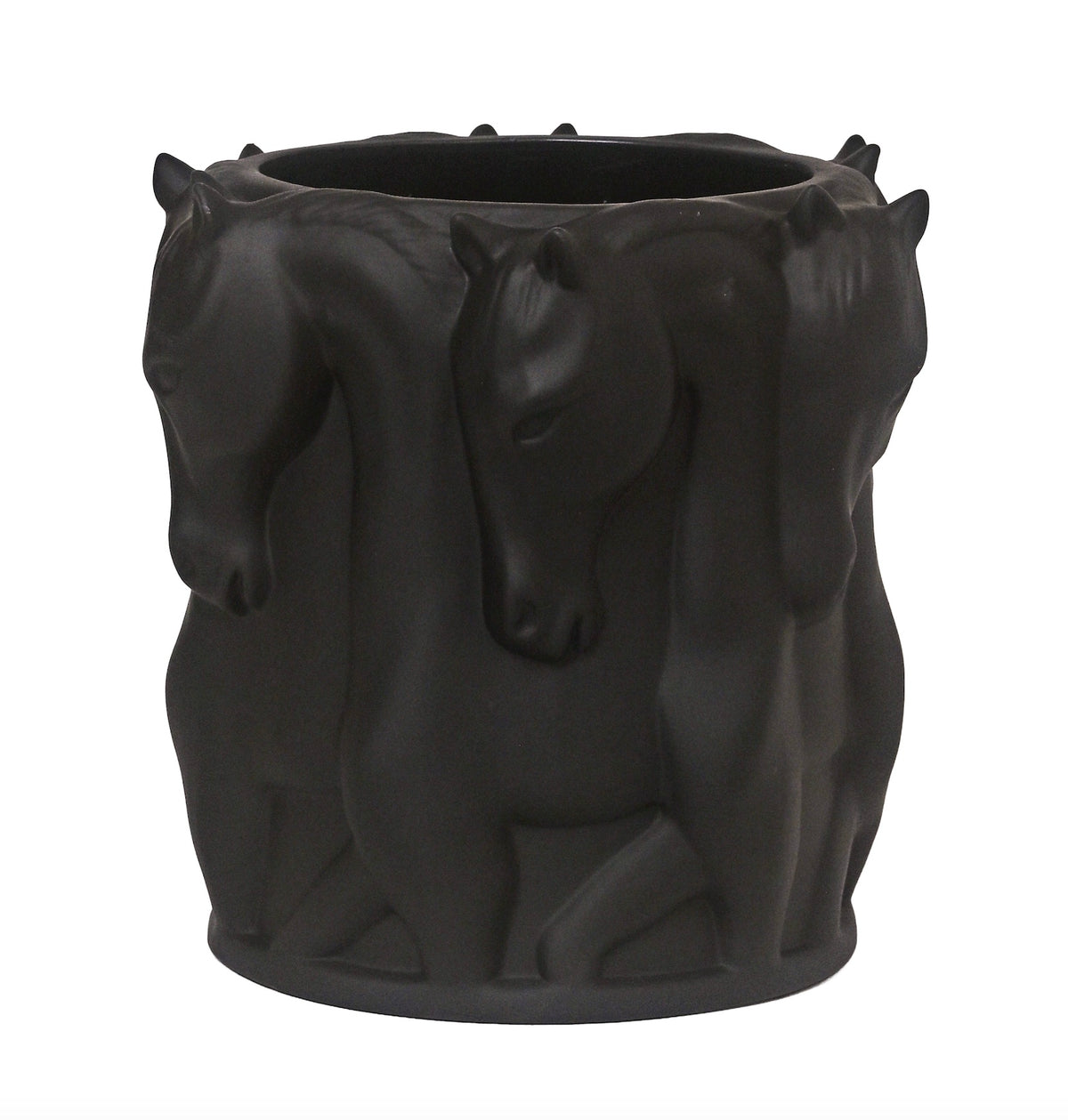 Masterpiece Vase / Flowerpot – Dancing Horses Matt Black